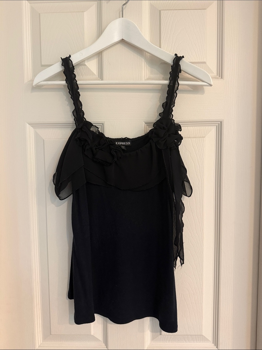 Vintage early 2000’s Express Black Ruffle-Strap Camisole